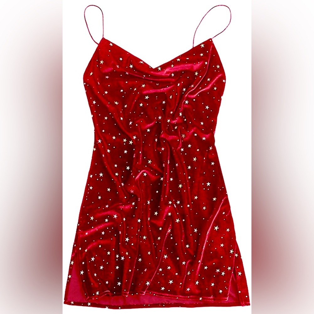 Zaful red star velvet dress
